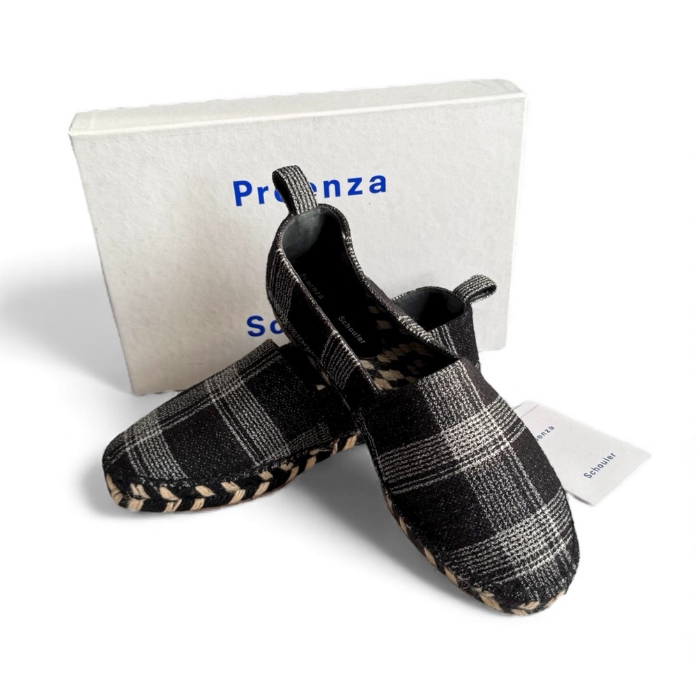 PROENZA SCHOULER black & gray plaid loafers size 39